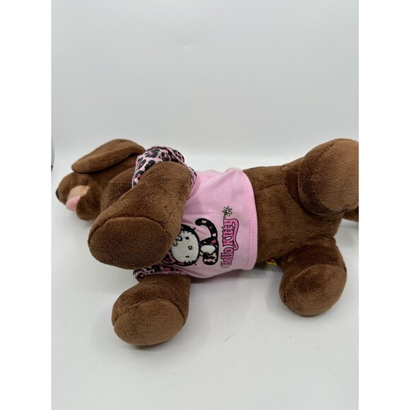 Build A Bear DACHSHUND Weiner DOG Plush BAB W/ Hello Kitty Leopard Pajama Top - Picture 4 of 6